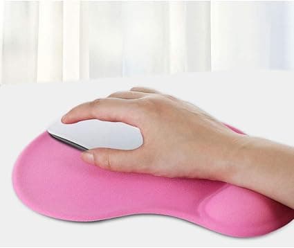 (Pink) Musemåtte, behagelig og ergonomisk håndledsstøtte til bærbar computer, skrivebord, kontor, spil