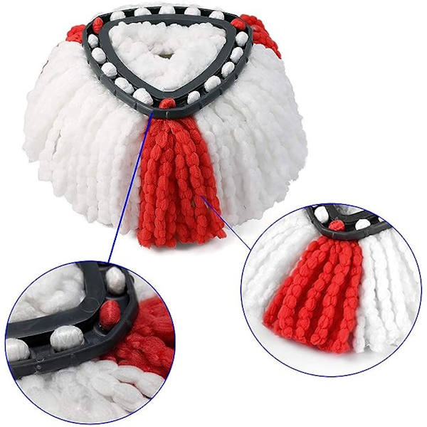 (2-pack) Kompatibel med Vileda mopphuvuden (röd  vit), 2-i-1 Turbo mopphuvud kompatibel, mikrofiber