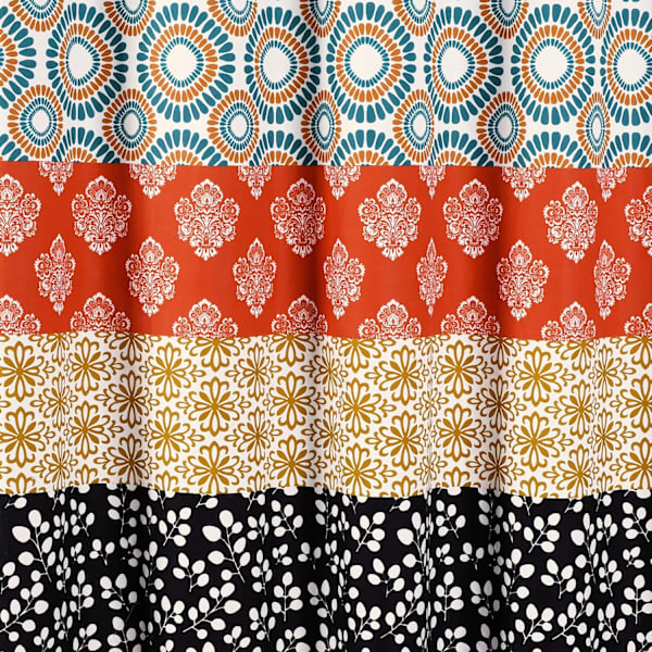 Bohemian stribet bruseforhæng med dristigt farvedesign, 180*180 cm, turkis og orange