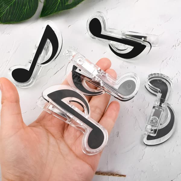 Octave note sort - Sæt med 5 gennemsigtige plastikklips i form af noder til sider og noder
