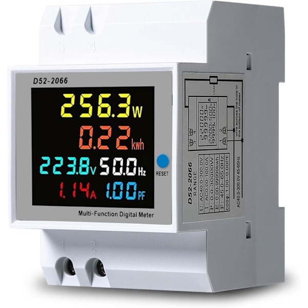 Elförbrukningsmätare, 100A 6 EN1 DIN-skena 220V DE FRONTURE FREEDER FREEDURE FUND PROBLE, AC40-300V CT Integrerad