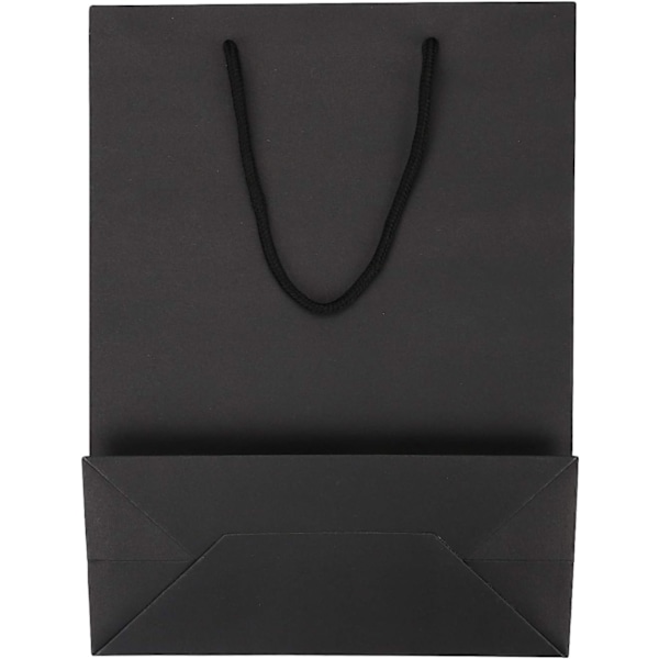 10 stk Kraftpapirposer Store Julegaveposer Håndveske med Håndtak Gaveposer Resirkulerbar Emballasje Godteposer Tote Bag Svart(Vertikal Størrelse 2