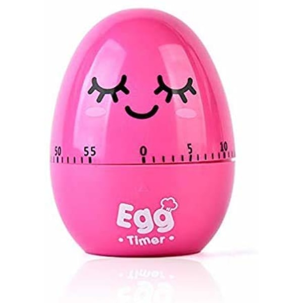 60 minutters eggformet mekanisk roterende alarmklokketimer for kjøkken, rosa