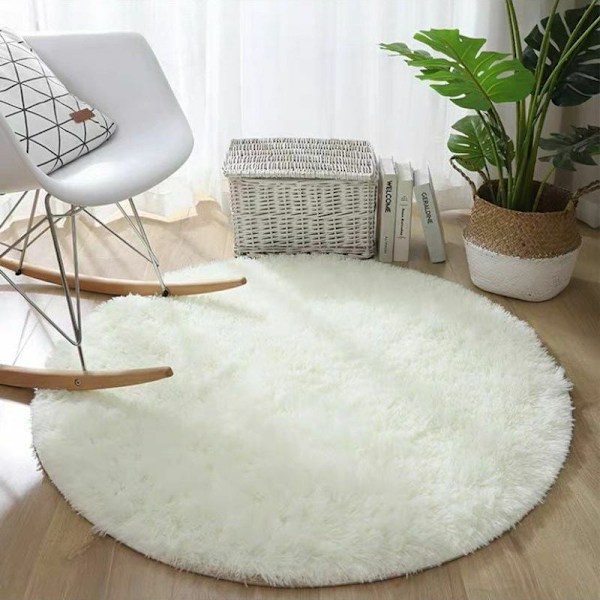 Rundt teppe Shaggy Shaggy Shaggy Soverom Nedstigning Mykt Teppe Teppe For Soverom Dekorativ Moderne Stil Teppe For Stue Soverom Sofa Natte (W