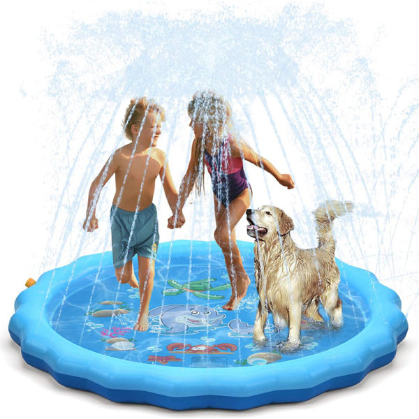 Upgraded 68''Splash Pad, Sprinkler  Splash Play Mat, Inflatable Summer Outdoor Sprinkler Pad Water Toys Fun for Children, Infants, Toddlers, Boys, Gi