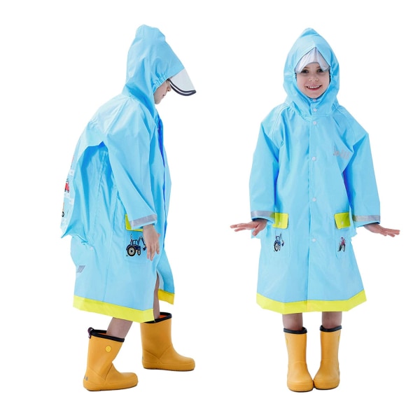 Regnfrakke Hætte til børn Vandtæt Poncho Børn Unisex Puddle Sæt Dyremønster Unisex regnfrakke langjakkejakke med gennemsigtig kant og reflekterende