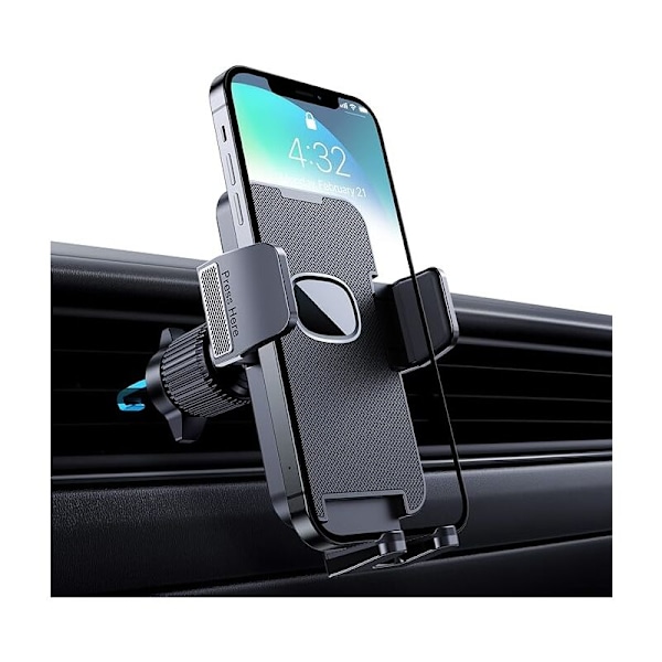 Mobiltelefonholder for bil, 360-graders roterende mobiltelefonholder, egnet for billuft, GPS, egnet for Android iPhone smarttelefoner (svart)
