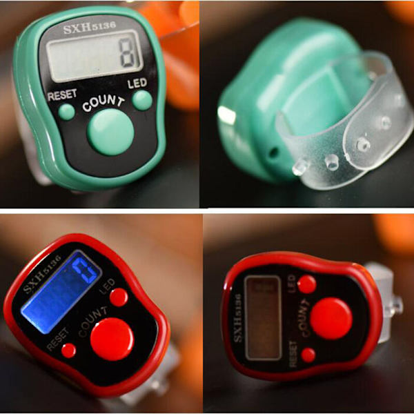 6 stk. Finger tæller Elektronisk tæller Række Finger Ring Nummer Markør Tæller LCD Tæller, Digital Puls Tæller Hånd Ring Manuel Finger Tælling Sc
