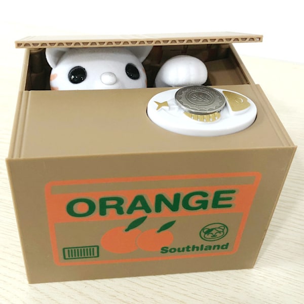 One Piece Elektronisk Katt Spargris för Barn och Vuxna, Sparbössa med Katt Klo Mynt, Rolig Liten Växel Spargris-11.59.59CM