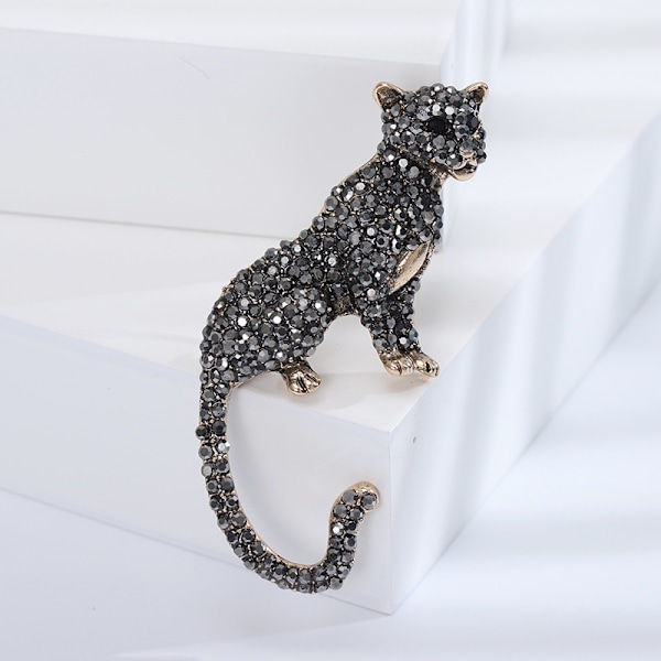 Retro djurformad antik leopard cool överdriven tredimensionell antik unisex pärla ädelsten brosch