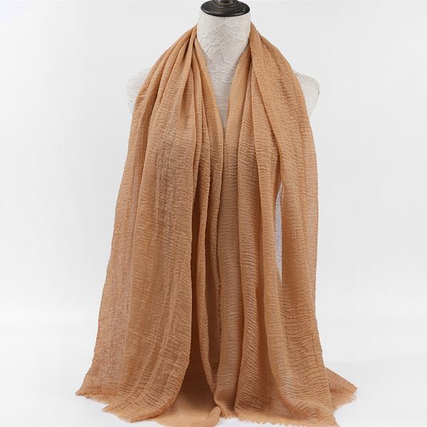 Ny plisserad damhalsduk sjal, enfärgad bomullsscarf 3-delad scarf set, lämplig för alla årstider.