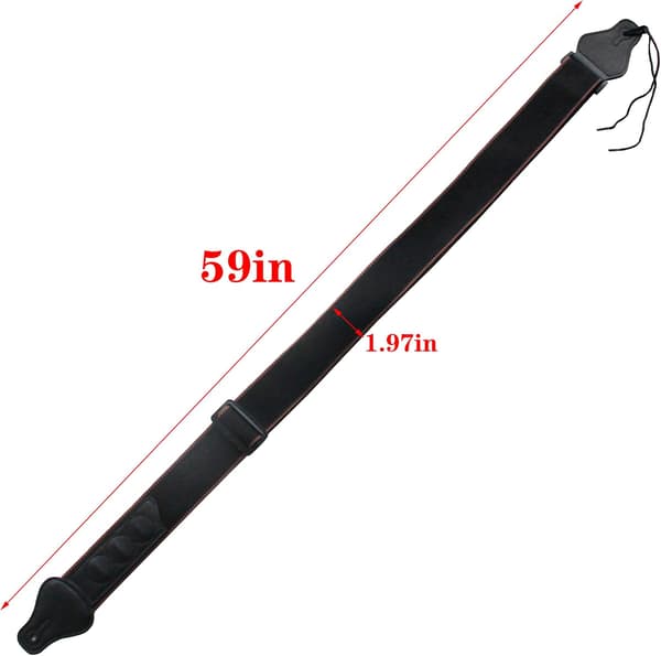 Svart - Gitarrrem, längd 95~158cm, gitarrrem Bomullsläderrem med bandhållare, för bas, el- och akustisk gitarr