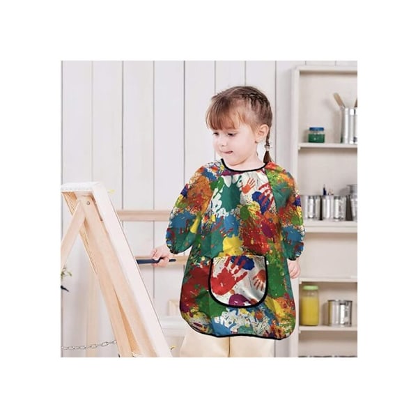 1 stk. vandtæt kunstnerbluse til børn, til piger og drenge, lange ærmer, med lomme til maling, bagning