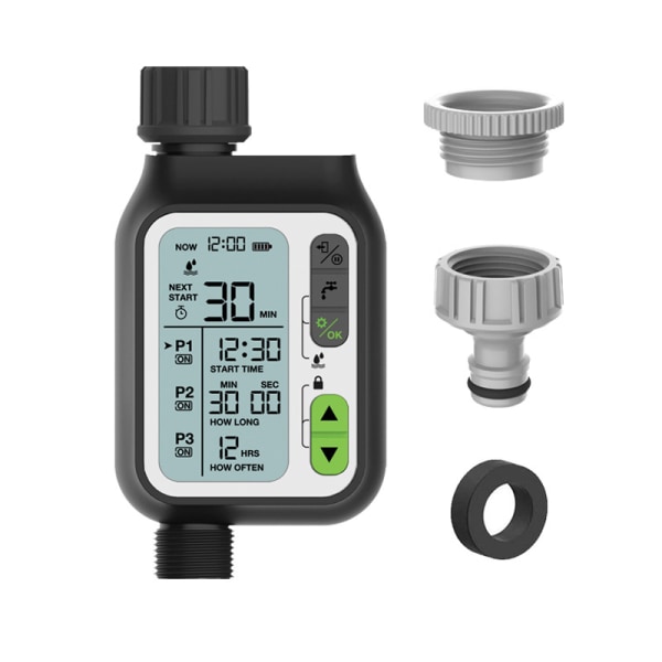 Watering timer, automatic watering timer with 3 independent waterings / automatic rain sensor / child lock mode