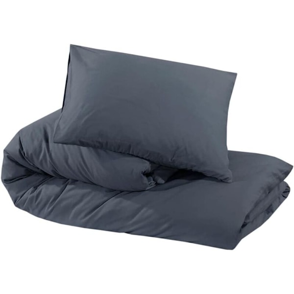 Påslakanset Sängkläder Set Örngott Sovrum Heminredning Antracit 220x240 cm Bomull