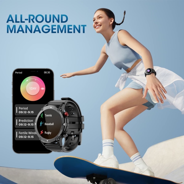 Watch (vastaa/soita puheluihin) IP68 Vedenpitävä 1,32 tuuman Military Tactical Fitness Watch Tracker Android iOS Outdoor Sports Smart Watc