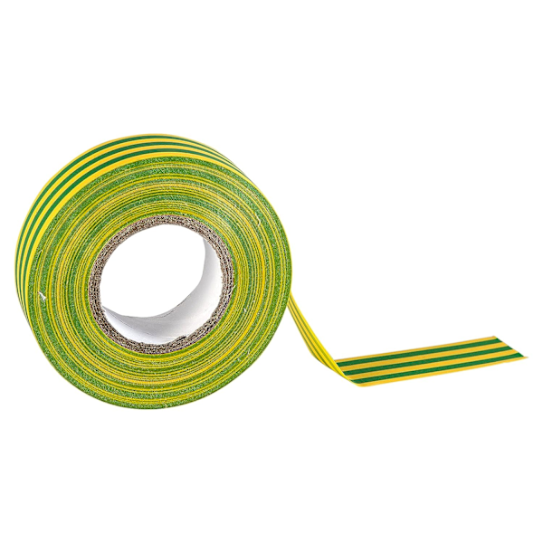 Grøn/gul elektrisk isolerende tape - 25 m - modstandsdygtig, selvklæbende - beskyt, bundt, reparer kabler - 1 rulle