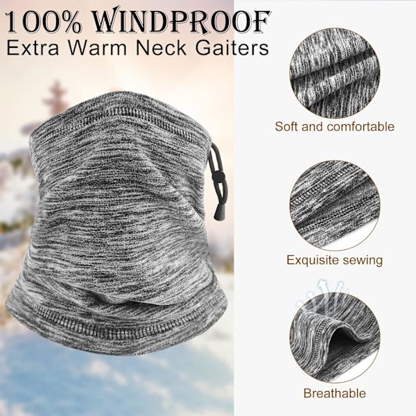2-pakks nakkevarmer, fleece vindtett snood nakkevarmer for menn kvinner justerbart ansiktsdekselskjerf for ski løping sykling
