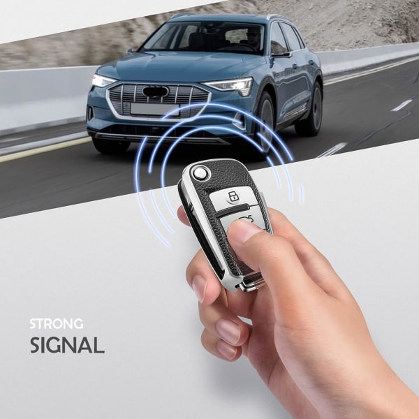 Bilnøgle Kompatibel med Audi A1 A3 A4 A6 Q3 Q5 Q7 S3 R8 TTs Tilbehør TPU Silikone Læder Cover (Sølv)