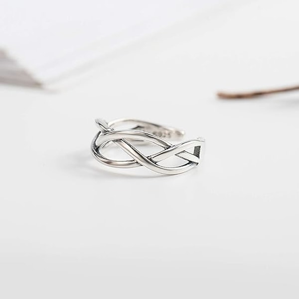 (Set om 2) s925 Sterling Silver Dubbelskiktat Kors Glänsande Öppen Ring Enkelt Modeaccessoar Öppen Ring Smycken Gåvor