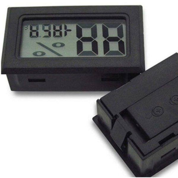 5 pieces of temperature and humidity meter with black digital display, built-in probe, shipped without battery