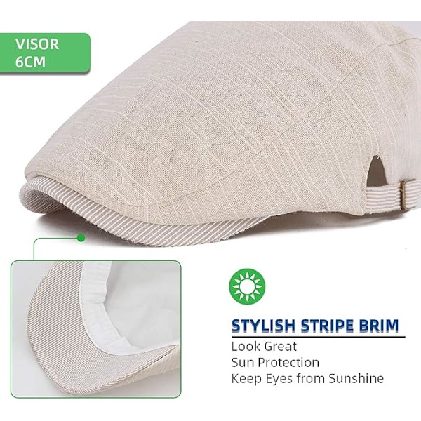 Beret Flat Cap - Lett og pustende lin stoff