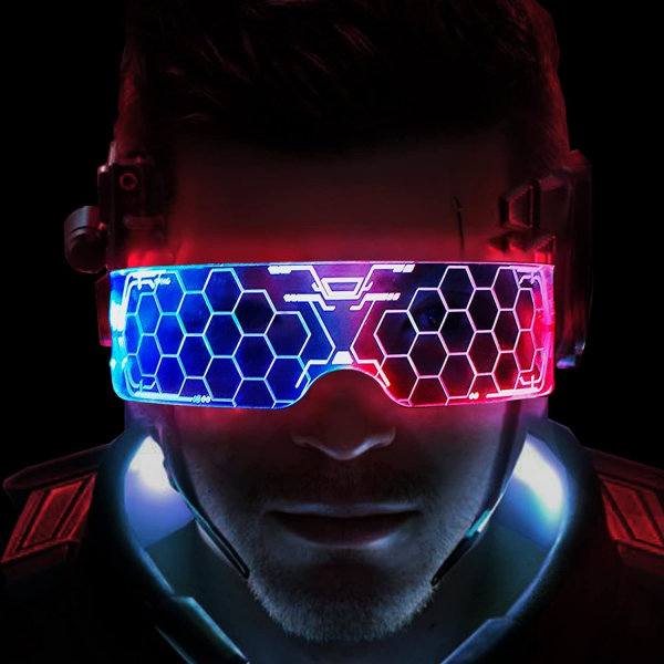 Cyberpunk LED Light Up Glasögon, LED Visir Glasögon Futuristic Elec