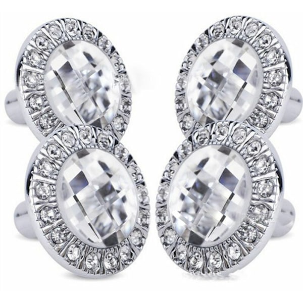 4 stk. Runde dørknapper 30mm funklende krystalhåndtag rhinestones håndtag køkkenskabe skabsskuffer skuffer sølvknapper