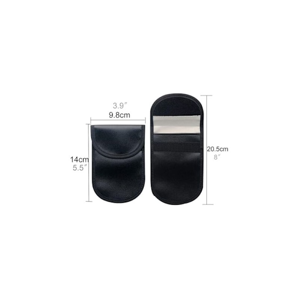 2-pack Bilnyckel Fob Skyddspåse Stöldskydd RFID Signalblockering Svart