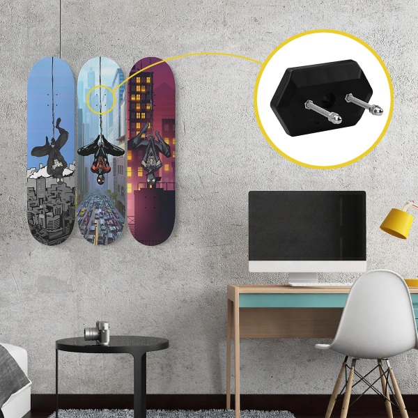 4 stk Skateboard Veggmontering Skateboard Display Henger Skateboard Henger Hook Vertikal Og Horisontal For Skateboard Deck Display Oppbevaring svart