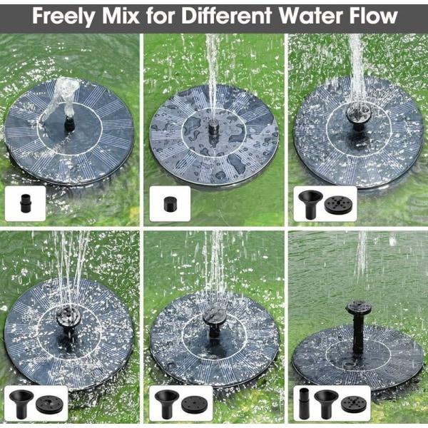 Solcellsfontän, 1,4W solcellsdammpump med 4 effekter, maxhöjd 70 cm, solpump, solcellsfontänpump för trädgårdsdamm eller akvariefontän