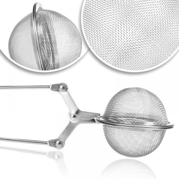 (2 stk. - Ø 4,5 cm) 2x te-tang - teæg i rustfrit stål i form af en kugle - tekugle - kugle a the