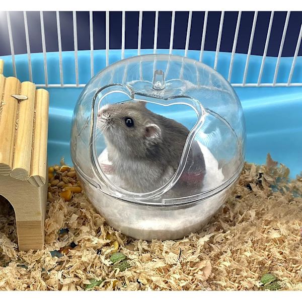 Hamsterbad, transparent plasthamstertoalett, stort kjæledyrbad som inneholder badstue med hamsterspade, ørkenrotte, gullbjørn