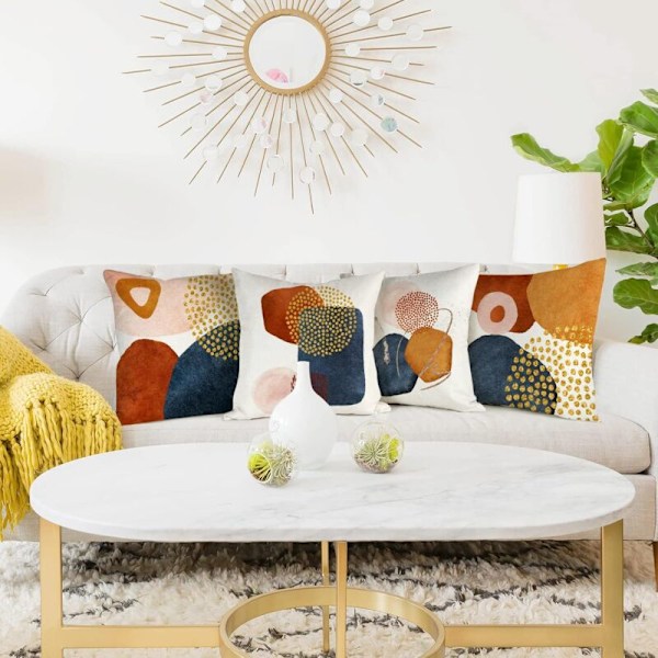 Örngott 45x45 Set med 4 kuddfodral Soffa Dekorativa Kuddar Geometriskt Mönster Patch Linne Kudde Soffa För Vardagsrum Pastell Exteriör Kudde