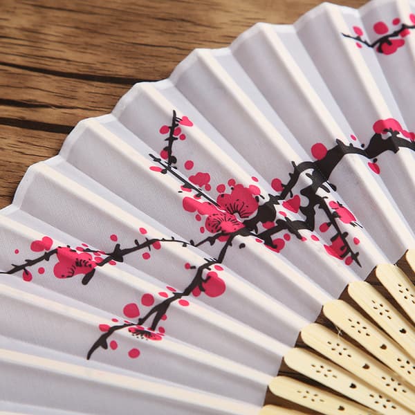 2 Japanska bröllopsfällbara fläktar med fransar färgglada siden Sakura blommönster bröllopsdekoration handgjord gåva
