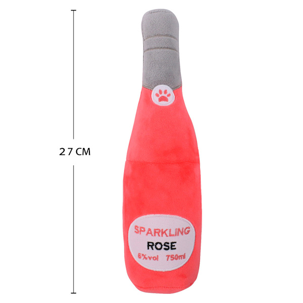 Plush Leksak för Hundar med Kvittrande Ljud, Tryckt Champagne Tequila Flaska Form, Tålig Mot Hundbett, Rengör Tänderna, Tuggleksak för Husdjur