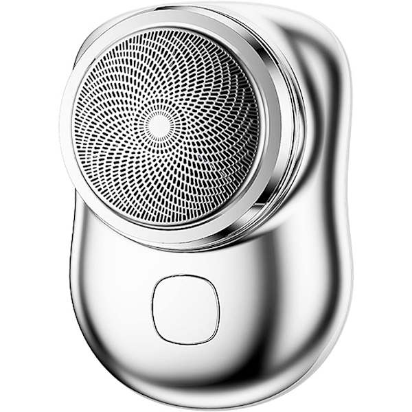Mini-sähköparranajokone, kannettava sähköparranajokone (hopea), miesten sähköparranajokone, taskuun mahtuva kannettava parranajokone, USB-ladattava parranajokone, helppokäyttöinen yhdellä napsautuksella, sopii
