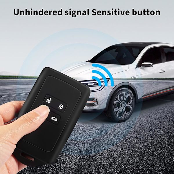 2 Renault-auton avaimen lisävarustetta (musta + punainen), yhteensopiva Renault Smart Key 4 -avaimen kanssa, pehmeä silikonikuori avainrenkaalla - Clio/Espace 5/Master