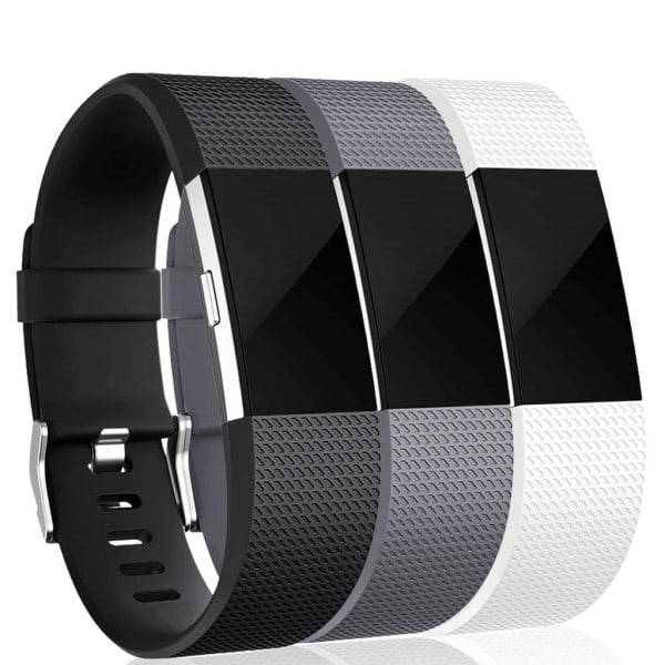 Fitbit Charge 2 armband silikon 3-pack Svart/Grå/Vit (S)