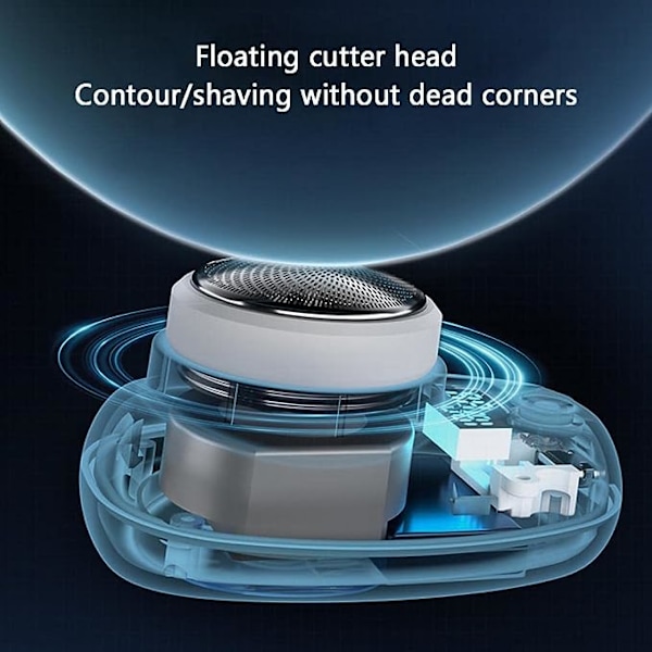 Mini barbermaskin (svart), bærbar elektrisk barbermaskin for menn, USB-oppladbar vanntett barbermaskin, ett trykk vått og tørt, egnet for hjem, bil og reise