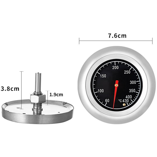Bi-metallisk analog termometer til træ- og grillovn