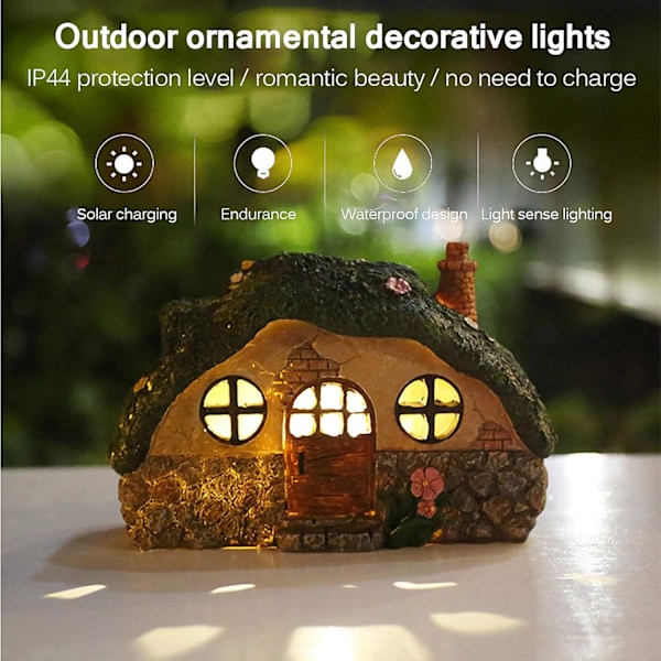 Solcelled Lysende Fehus, Bolig Have Ornament, Harpiks Træhus Statue Lampe med Lysstyring Induktion til Hjem Dekoration