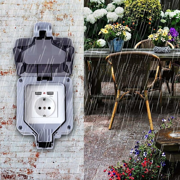 IP66 vedenpitävä pistorasia, ulkoseinän vedenpitävä pistorasia, pölytiivis seinäpistorasiakotelo sisä- ja ulkokäyttöön