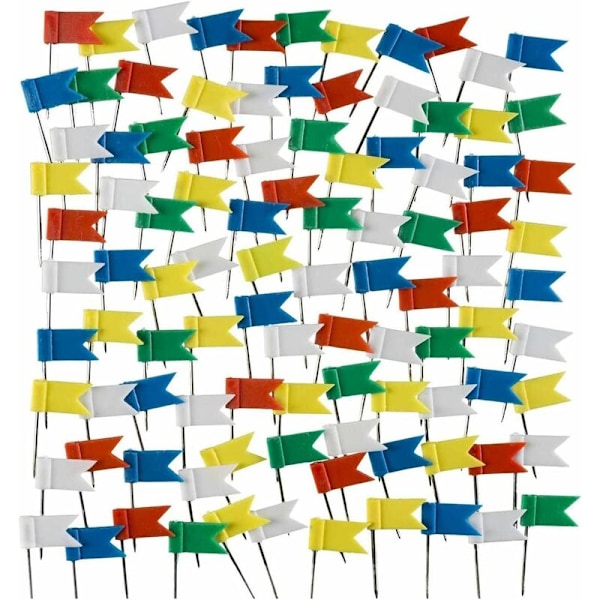 Speeds Flaggor, 100 Drapeau Dekorativa Flaggpaket Dekorativa Punales Färg Epingles Med Plastflaggor för Liège Resekort 7 Rätt Färger