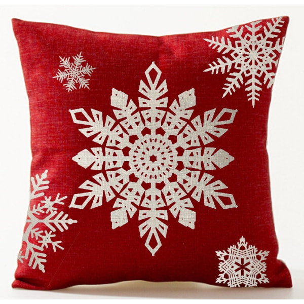 4 Happy Winter Beige Shadow Various Let It Snow Snowflakes in Red Happy Cotton Pillow Case Custom Cushion Cover New Home Office