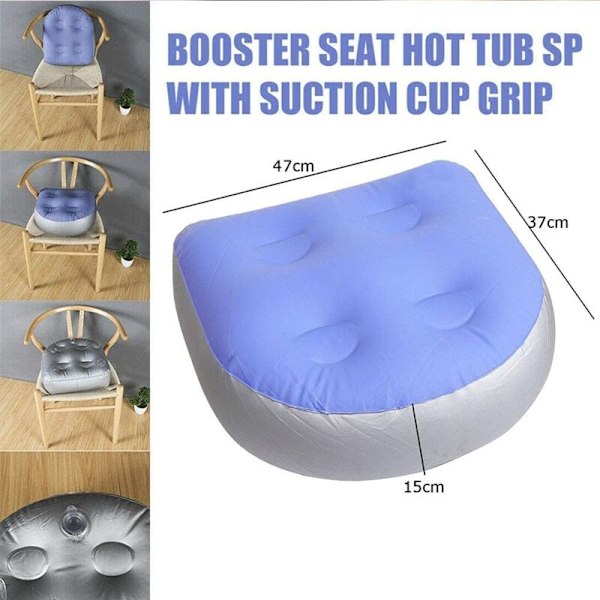 2 stk. Oppblåsbar Booster Seat, Boblebad Booster Seat Ryggpute med 4 Sugekopper for Alle Boblebad og Spa (47 x 37cm)