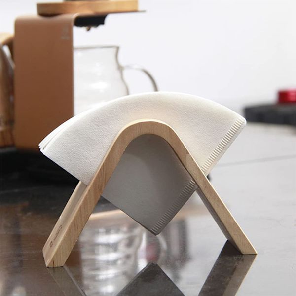 Kaffe Filterpapir Dispenser Holder Bambus Træ Papirholder Papir Opbevaring Display Hyldeholder til Espre Kaffemaskine