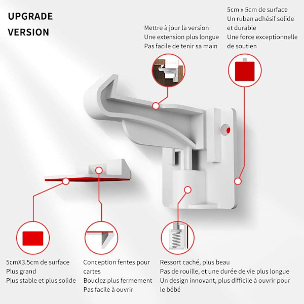 Børnesikringslåse - Beskyttende Låse til Køkkenskuffer og Skabe - Ingen Skruer eller Huller - Ikke-Magnetiske Børnesikringslåse - Børnesikring