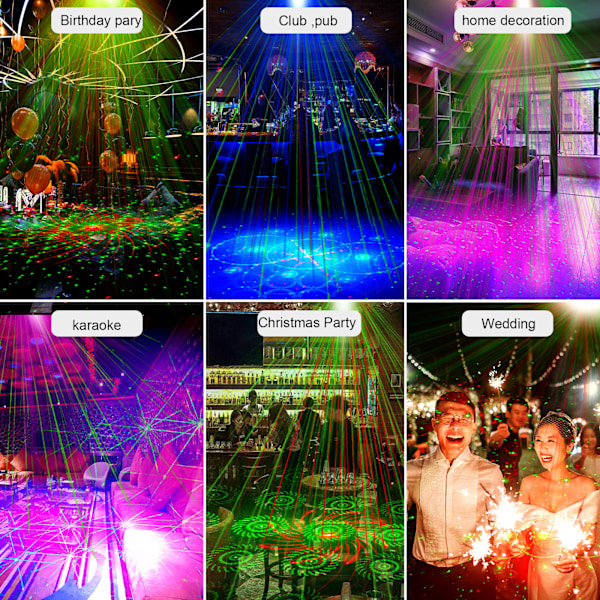 Scenljus för fester med ljudaktiverad discokula, karnevalsljus med fjärrkontroll, 3 LED-bakgrundsbelysning, stroboskopblixtläge, projektorbelysning