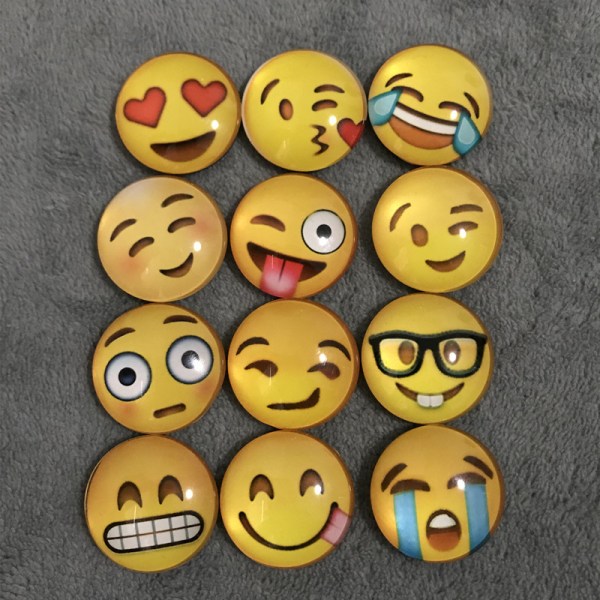 Emoji-magneter, 12 st 3D-glas Smiley Kylskåpsmagneter Stark vidhäftning